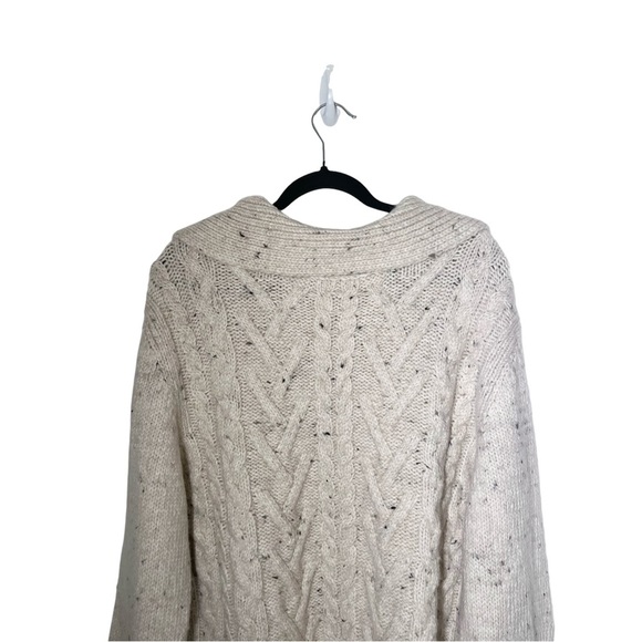 GANNI Beige Ivory Speckled Cable Knit Scarf Sweater Size S/M - Picture 9 of 13